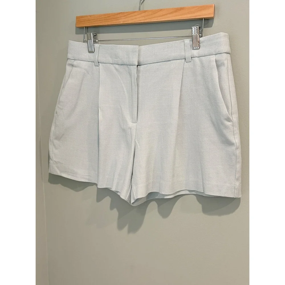 Calypso St Barth Womens Light‎ Blue Pleated Textured Pique Dress Shorts Size 8